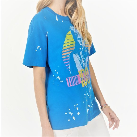 Billy Idol Tour 1984 Splatter rock Official Boyfriend style T-Shirt M NWT - Picture 2 of 3